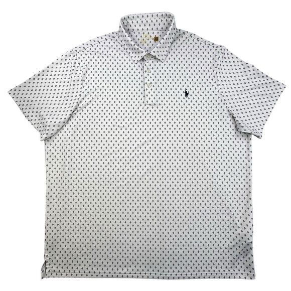 Polo Ralph Lauren Performance Shirt Mens Size 2XL White Geometric Golf Stretch - Picture 2 of 9